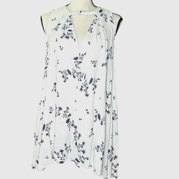 FREE PEOPLE X-Small Tree Swing Mini Tunic DRESS ShirtFloral Sleeveless Boho - Picture 2 of 5